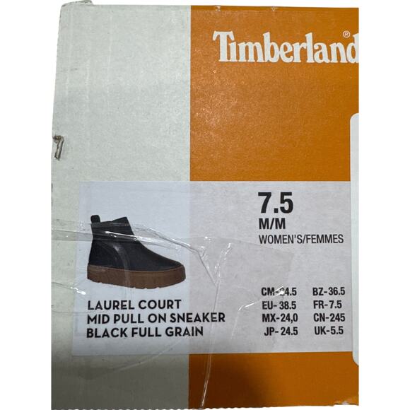 Timberland Laurel Court Mid Pull-On Women's Black Full Grain Sneaker - Size: 7.5 - Picture 8 of 9